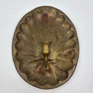 Vintage Brass Shell Shaped Wall Sconce Candle Holder Mid Century Hollywood Coast